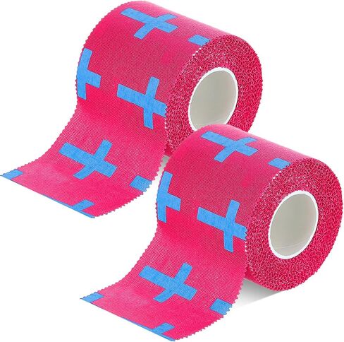 Trelaco 1 PCS Wrist Tape Baseball Cross Athletic 2in x 23ft Cotton Cross Tape Serrated Rected Tover for Fingers Orgers Ember Wrap ، Football Baseball Hockey Soccer (Rose Red) in Saudi Arabia