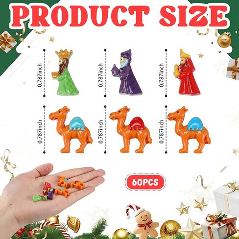 60 Pcs Christmas Nativity Sets for Crafts Mini Nativity Scene Resin Figurines Jesus Crafts Tiny Religious Christ Savior Jesus Decor for Xmas DIY Craft Embellishment Hairpin Table Decoration in Saudi Arabia