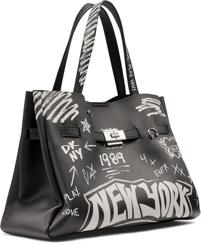DKNY Large Satchel Bag, Black/Silver in Saudi Arabia