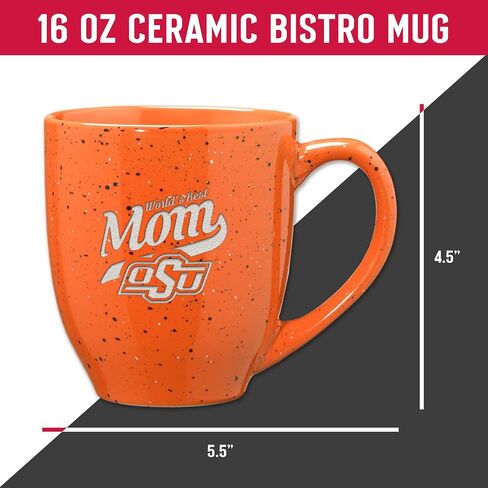 RICO Industries NCAA Oklahoma State Cowboys Mom-Orange 16 OZ Team Color Laser محفورة بالقرع السيراميك in Kuwait