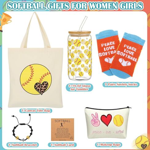 Chunful 6 Pcs Volleyball Gifts Set for Teen Girls & Women Team Essentials Accessories Include 16 oz Glass Jar Tumbler Canvas Tote Bag Makeup Bags Novelty Socks Bracelets for Volleyball Lover Coach in Saudi Arabia