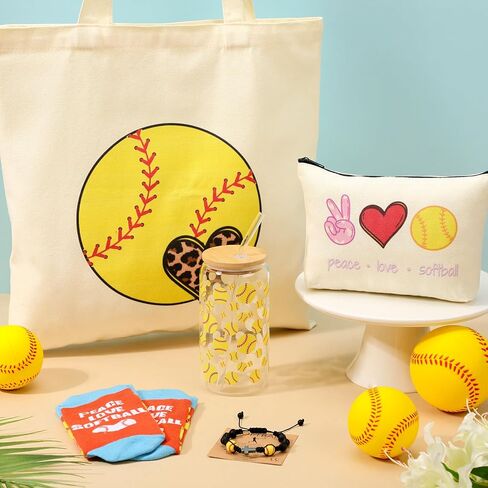 Chunful 6 Pcs Volleyball Gifts Set for Teen Girls & Women Team Essentials Accessories Include 16 oz Glass Jar Tumbler Canvas Tote Bag Makeup Bags Novelty Socks Bracelets for Volleyball Lover Coach in Saudi Arabia