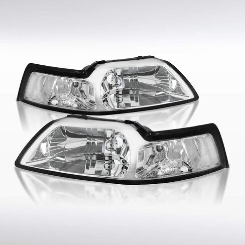Autozensation Compatible with 1999-2004 Ford Mustang Smoke Lens Driving Headlights Tinted L + R Pair Headlamp in Kuwait