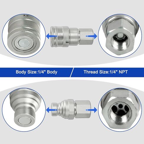 Sinocmp 1/2 "Flat Face Hydraulic Connect Quick Connect Acplers/Couplings مع أغطية الغبار عالية التدفق الترجيح ISO 16028 ، 1/2" in Kuwait