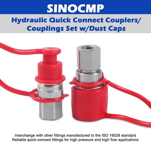 Sinocmp 1/2 "Flat Face Hydraulic Connect Quick Connect Acplers/Couplings مع أغطية الغبار عالية التدفق الترجيح ISO 16028 ، 1/2" in Kuwait