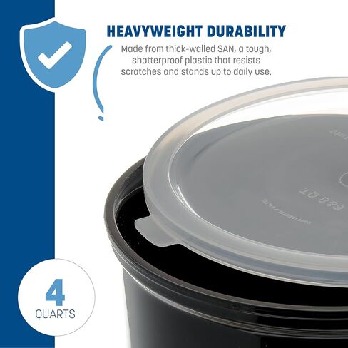 Carlisle FoodService Products Round Storage Container with Lid, 4 Quart Crock, Black in Kuwait