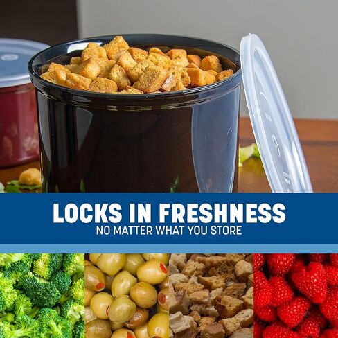 Carlisle FoodService Products Round Storage Container with Lid, 4 Quart Crock, Black in Kuwait