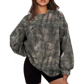 Women Camo Oversized Sweatshirt Crewneck Long Sleeve Graphic Maple Leaf Print Hoodie Camouflage Fall Pullover Top in Kuwait
