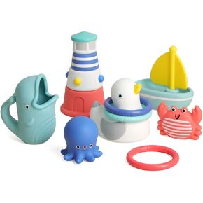 Itzy Ritzy 10-Piece Water Bath Toys Gift Set – Soft, Squeezable Multicolor Sensory Toy Set for Motor Skills, Imaginative Play, and Fun Bathtime Activities in Kuwait
