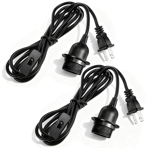 قم بتوصيل مجموعة مقبس ضوء قلادة - طقم مصباح سلك مصباح معلق 16 قدمًا ، سلك تمديد مقبس المصباح E26/E27 مع مفتاح التشغيل/الإيقاف ، حلقات المقبس ، حزمة ، أبيض in Kuwait