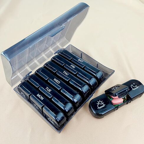 1 Set Pill Organizer 21 Compartment 7 Day Travel Medicine Case Morning Noon Night A Day Daily Pill Box to Hold Vitamins, Medication(Rainbow-Transparent) in Saudi Arabia