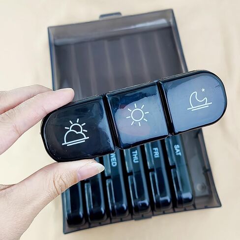 1 Set Pill Organizer 21 Compartment 7 Day Travel Medicine Case Morning Noon Night A Day Daily Pill Box to Hold Vitamins, Medication(Rainbow-Transparent) in Saudi Arabia