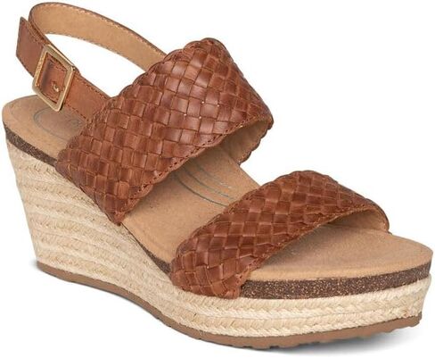 Aetrex Women's Summer Orthopedic Woven Quarter Strap Wedge Sandals - Arch Support Jute Wrapped Platform Wedge Sandals in Kuwait