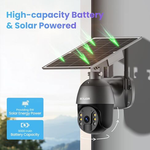 S600 4G LTE Security Camera Outdoor, Solar Powered Cellular Security Camera Wireless, Pan Tilt 360°View Full,1080P Night Vision, 2 Way Talk, PIR Motion Sensor, No WiFi, Unlimited Data Plan Black in Saudi Arabia