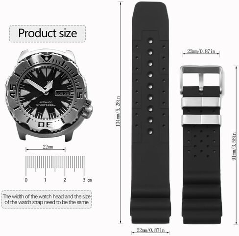 سوار ساعة من السيليكون الناعم مقاس 22 ملم متوافق مع سوار بديل للغواصين من سيتيزن دايفر للرجال رياضي مقاوم للماء in Kuwait