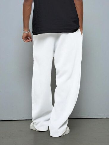 ZAFUL Men's Baggy Sweatpants Solid Color Wide Leg Sweat Pants Casual Loose Lounge Pants with Pockets in Saudi Arabia