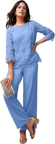 Jessica London Women's Plus Size Popover Elastic Waist Wide Leg Lace Jumpsuit in Saudi Arabia