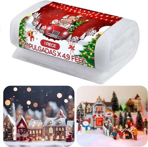 BBTO Large Christmas Fake Snow Blanket 2 Sheet 5 x 6.6 Feet White Artificial Snow Roll Sheet Decorations for Christmas Fluffy Village Accessories Tree Decor Table Runner Mantel Centerpieces in Saudi Arabia