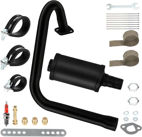طقم كاتم صوت ماسورة عادم الدراجة الصغيرة متوافق مع Predator 212cc 196cc Hemi Non-hemi Coleman CT200U RB200 Baja Warrior MB200 RT200 Motovox 6.5hp GX160 GX200 KT196 Go Kart Parts in Kuwait