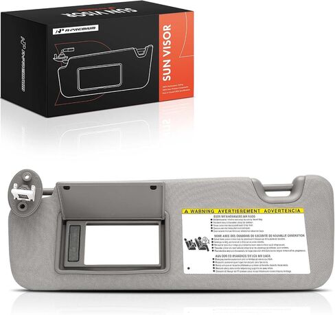 A-Premium Driver Left Side Sun Visor Compatible with Toyota Highlander 2014 2015 2016 2017 2018 2019 - with Vanity Mirror, with Vanity Light, Gray Color - Replaces 743200E074B0, 74320-0E074-B0 in Saudi Arabia