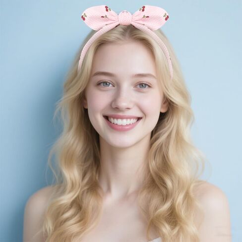 Bandana Headband for Women Wide Bow Knotted Headbands Rabbit ear Elastic Hairband Paisley Hair Bands No Slip Cute Hair Accessories, 4PCS(Black, Red, White, Anvy Blue) in Kuwait