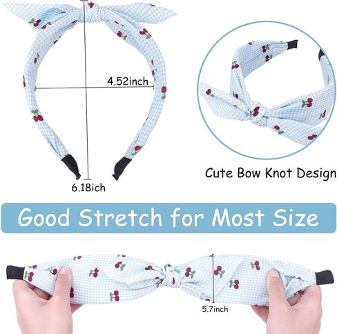 Bandana Headband for Women Wide Bow Knotted Headbands Rabbit ear Elastic Hairband Paisley Hair Bands No Slip Cute Hair Accessories, 4PCS(Black, Red, White, Anvy Blue) in Kuwait