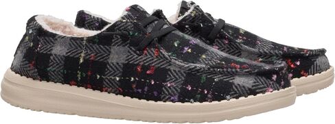 HEYDUDE Wendy Confetti Plaid Cozy Red/Green/Multi Size 7، أحذية نسائية، أحذية بدون كعب سهلة الارتداء، مريحة وخفيفة الوزن in Kuwait