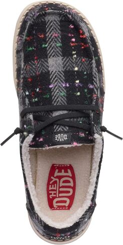 HEYDUDE Wendy Confetti Plaid Cozy Red/Green/Multi Size 7، أحذية نسائية، أحذية بدون كعب سهلة الارتداء، مريحة وخفيفة الوزن in Kuwait