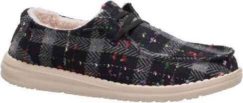 HEYDUDE Wendy Confetti Plaid Cozy Red/Green/Multi Size 7، أحذية نسائية، أحذية بدون كعب سهلة الارتداء، مريحة وخفيفة الوزن in Kuwait