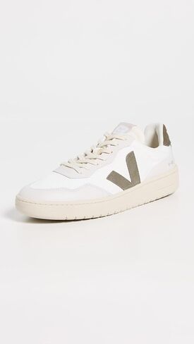 VEJA Men's V-90 Sneaker, White/Black, 8 in Saudi Arabia