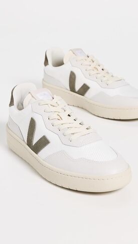 VEJA Men's V-90 Sneaker, White/Black, 8 in Saudi Arabia