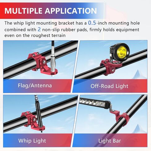 Chelhead UTV Flag Antenna Mount Bracket 1.5"- 2" Roll Cage Clamp 360°Adjustable Aluminum Alloy Brackets UTV Accessories Compatible with Light Bar,Antenna,Flag,Off-Road Light in Saudi Arabia