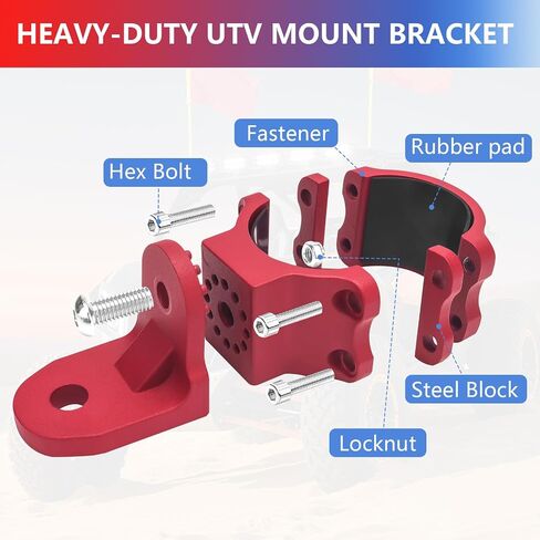 Chelhead UTV Flag Antenna Mount Bracket 1.5"- 2" Roll Cage Clamp 360°Adjustable Aluminum Alloy Brackets UTV Accessories Compatible with Light Bar,Antenna,Flag,Off-Road Light in Saudi Arabia