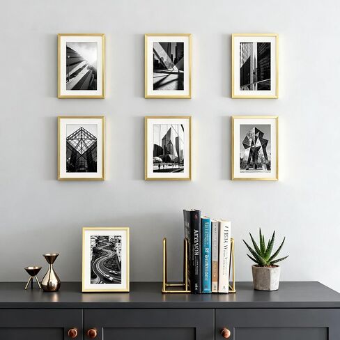 إطار صورة من الألومنيوم مقاس 11 × 14 ذهبي من upsimples، صورة عرض مقاس 8 × 10 مع حصيرة أو 11 × 14 بدون حصيرة، إطار ملصق معدني معلق على الحائط مع غطاء أكريليك، عبوة واحدة in Saudi Arabia