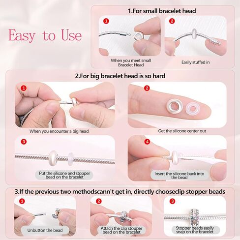 سدادة الخرز كليب فاصل الخرز سحر - يناسب أساور باندورا 925 الفضة الاسترليني مكعب زركونيا كليب قفل سدادة حبة سحر هدية للنساء أصدقاء العائلة in Kuwait