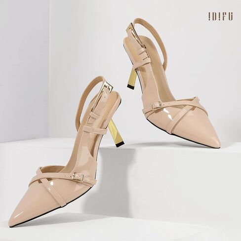 IDIFU IN3 Slingback Heels for Women Closed Toe Kitten Heels Women's Pumps Low Heel Dress Shoes for Women Comfortable Wedding Prom Bridal Bridesmaid Work Dressy Pumps Strappy Pointed Toe Shoes in Saudi Arabia