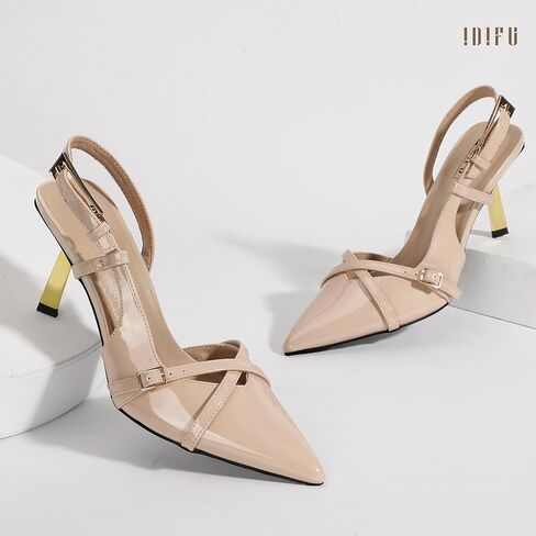IDIFU IN3 Slingback Heels for Women Closed Toe Kitten Heels Women's Pumps Low Heel Dress Shoes for Women Comfortable Wedding Prom Bridal Bridesmaid Work Dressy Pumps Strappy Pointed Toe Shoes in Saudi Arabia