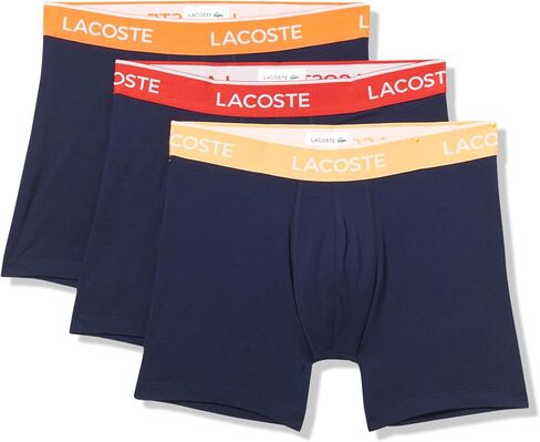 Lacoste Men's Cotton Stretch Essentials Boxer Briefs, 3-Pack, Black/White/Grey, Large in Saudi Arabia
