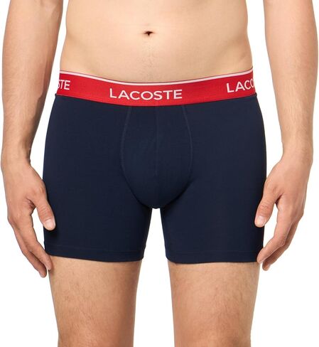Lacoste Men's Cotton Stretch Essentials Boxer Briefs, 3-Pack, Black/White/Grey, Large in Saudi Arabia