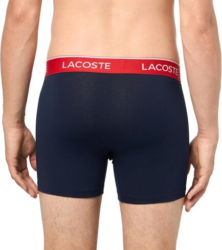 Lacoste Men's Cotton Stretch Essentials Boxer Briefs, 3-Pack, Black/White/Grey, Large in Saudi Arabia