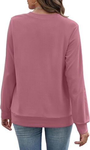 V Neck Sweatshirt Women with Pockets Casual Plain Comfort Hoodless Hoodies Cozy Fleece Pullover Sweatshirts No Hood in Saudi Arabia