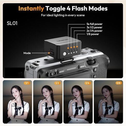 فلاش كاميرا Ulanzi SL02 مع ضوء الفيديو ، GN8 6500K Mini Flash Speedlite ، 4 مستويات طاقة ، متوافقة مع Sony ZV-1/ZV-E10/Canon/Nikon/Fuji/Panasonic/Leica/Olympus ، 【لا يناسب Sony ZV-1F】 in Saudi Arabia
