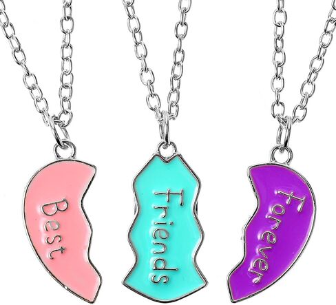 BFF Necklace for 3, Best Friend Necklaces Pendant Heart Broken Stitching Necklace 3 Person Friendship Necklaces Set for Best Friends Women Anniversary Birthday Gifts in Saudi Arabia