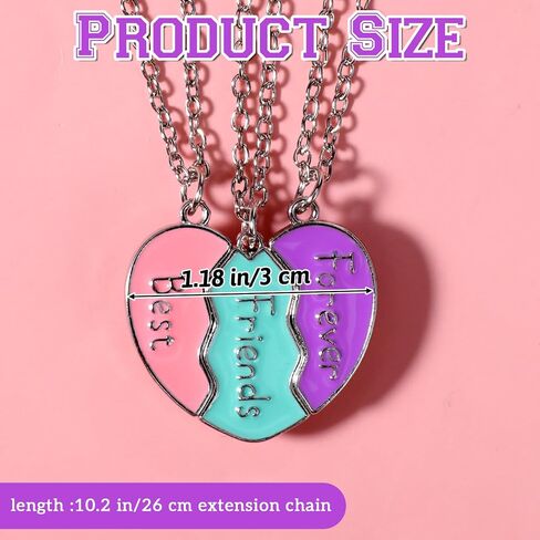BFF Necklace for 3, Best Friend Necklaces Pendant Heart Broken Stitching Necklace 3 Person Friendship Necklaces Set for Best Friends Women Anniversary Birthday Gifts in Saudi Arabia