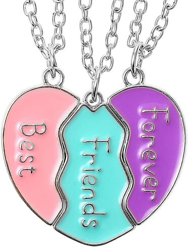 BFF Necklace for 3, Best Friend Necklaces Pendant Heart Broken Stitching Necklace 3 Person Friendship Necklaces Set for Best Friends Women Anniversary Birthday Gifts in Saudi Arabia