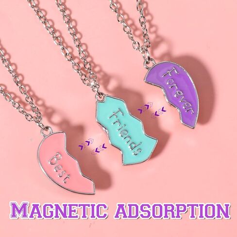 BFF Necklace for 3, Best Friend Necklaces Pendant Heart Broken Stitching Necklace 3 Person Friendship Necklaces Set for Best Friends Women Anniversary Birthday Gifts in Saudi Arabia