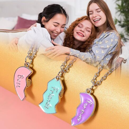 BFF Necklace for 3, Best Friend Necklaces Pendant Heart Broken Stitching Necklace 3 Person Friendship Necklaces Set for Best Friends Women Anniversary Birthday Gifts in Saudi Arabia