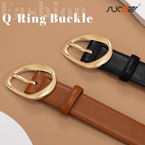 SUOSDEY Women Leather Belt for Jeans Pants, Fashion Dress Waist Belt with Gold Buckle in Saudi Arabia