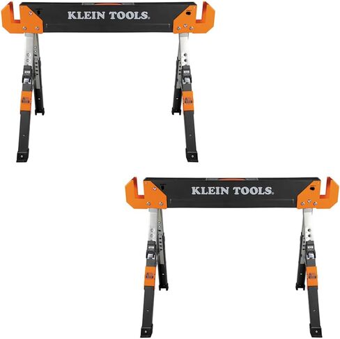 Klein Tools 66187 Folding Saw Horse, Heavy Duty Legs, Metal Saw Horse for Woodworking, Carpenters, Contractors, 2-Pack in Saudi Arabia