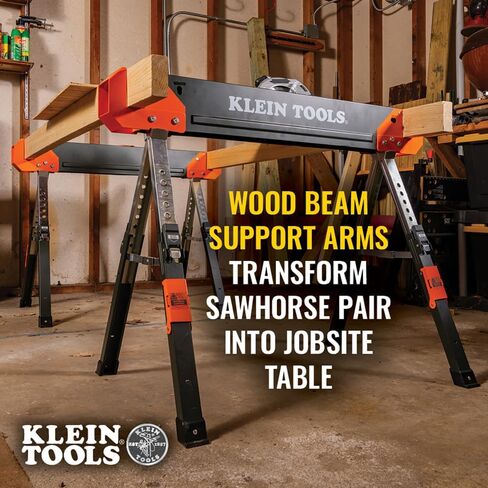 Klein Tools 66187 Folding Saw Horse, Heavy Duty Legs, Metal Saw Horse for Woodworking, Carpenters, Contractors, 2-Pack in Saudi Arabia